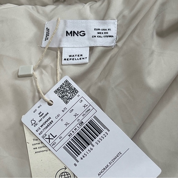 MANGO Ivory Midi Puffer Winter Coat Blanket Wrap around with Belt and Ho… - Picture 9 of 15
